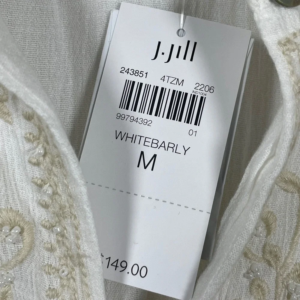J. Jill Embroidered Maxi Dress Womens M Whitebarly Sleeveless Tiered Boho NWT - Picture 5 of 10